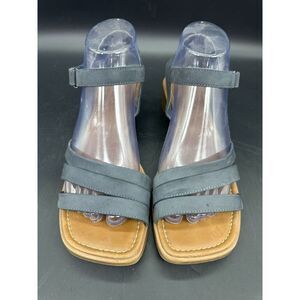 LizFlex by Liz Claiborne Blue Suede Strappy Sandals 7.5M Low Wedge